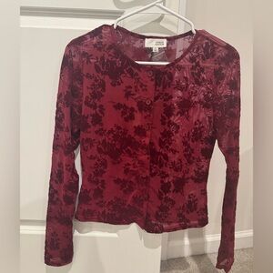 Elegant Burgundy Floral Button Down Shirt